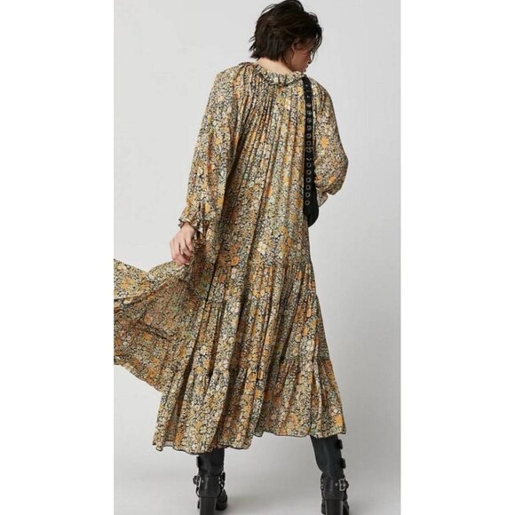 Free People Feeling Groovy Maxi Dress Floral Print Boho V-Neck M - Picture 4 of 11